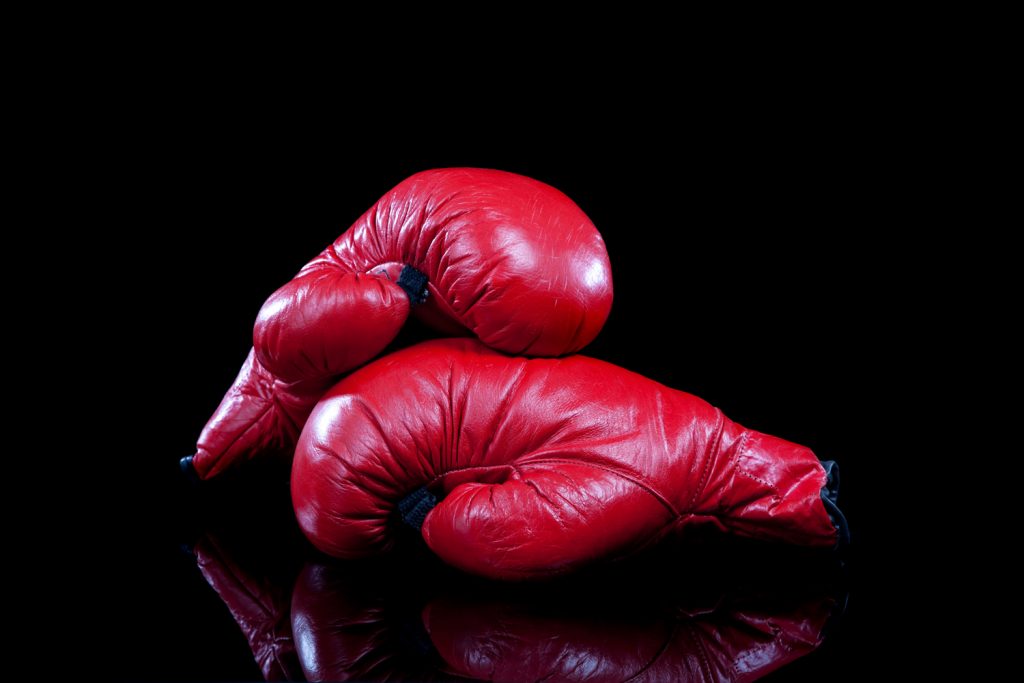Pair of Red boxing Gloves on Black Pair of Red boxing Gloves on Black